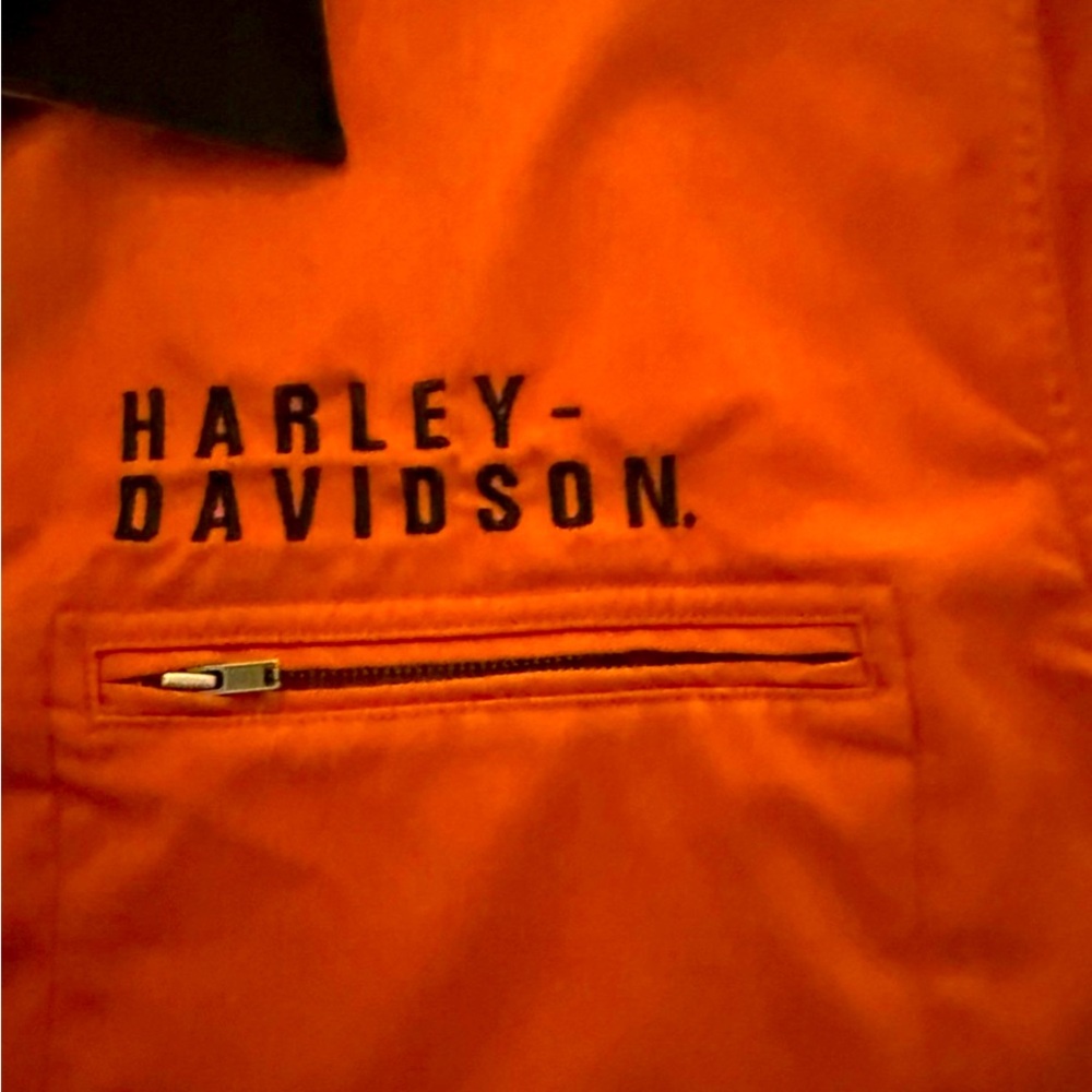 Harley-Davidson Orange and Black Casual Button Down Shirt - Picture 4 of 11